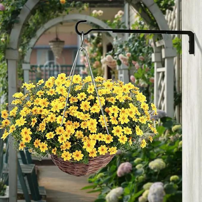15 Inch 2 Black Pack Heavy Duty Outdoor Plant Hangers for Hanging Baskets, Iron Hanging Plant Brackets for Hanging Plants Outside, Metal Plant Hooks Plant Wall Hooks for Hanging Lantern, Bird Feeder by GreenHaven Gardens