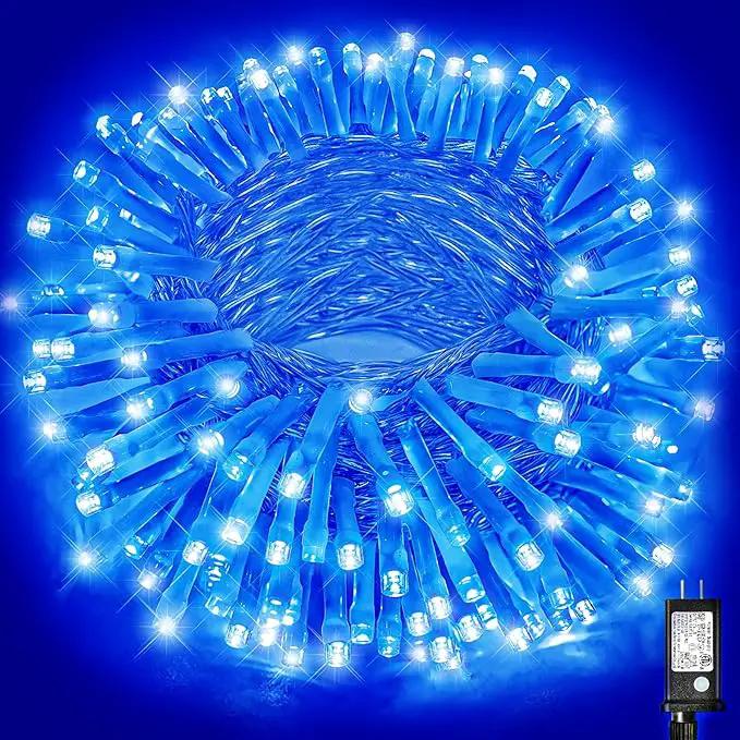 66ft 200 LED Christmas Lights Outdoor - 8 Modes Christmas String Lights Clear Wire with Time Memory, Waterproof Plug in Fairy String Lights for Indoor Outdoor Home Party Garden Decoration, Blue by GreenHaven Gardens