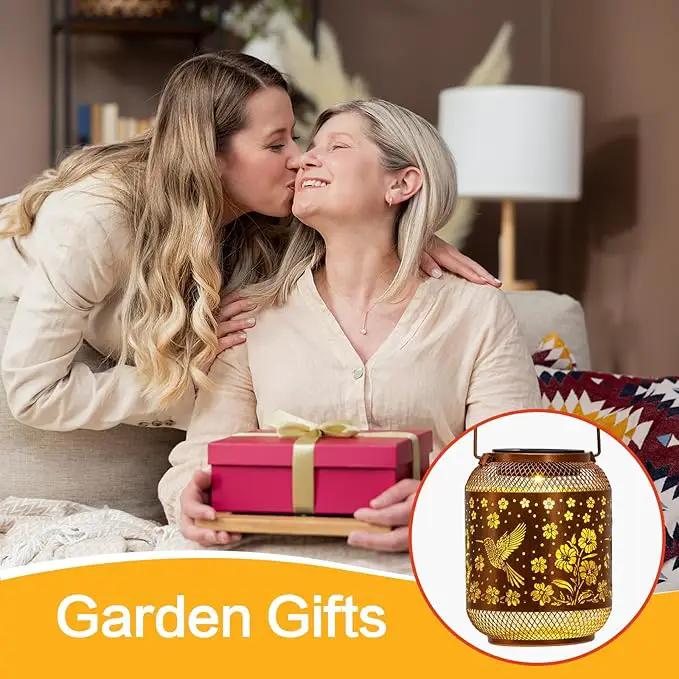 2 Pack Solar Lanterns Outdoor Waterproof Hummingbird Garden Decor Birthday Gifts for Women Mom Grandma Hanging Solar Lights Metal Decoration Outside for Yard, Patio, Backyard, Porch, Pathway by GreenHaven Gardens