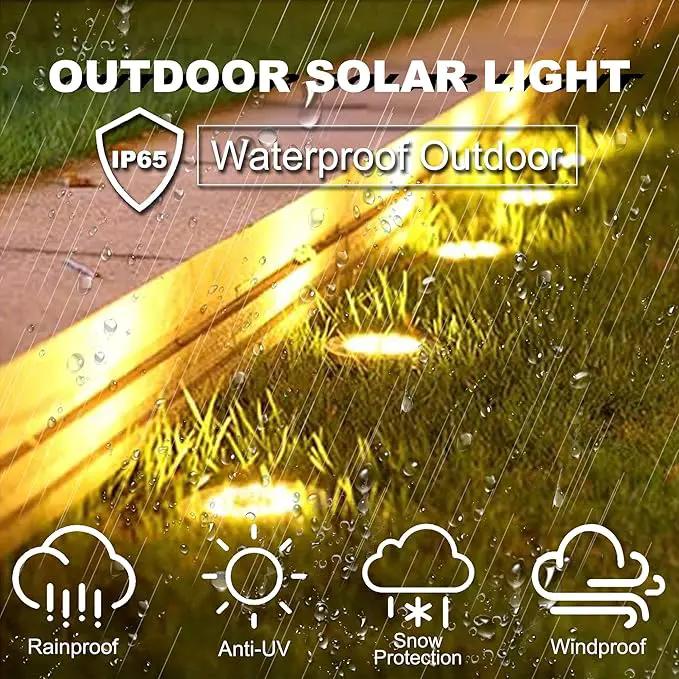 Solar Ground Lights-Waterproof Solar Lights Outdoor Garden- Solar Disk Lights-Upgraded 16LED Bright in-Ground Lights-Landscape Lights for Pathway, Yard, Lawn, Patio, Walkway (12 Pack Warm Light) by GreenHaven Gardens