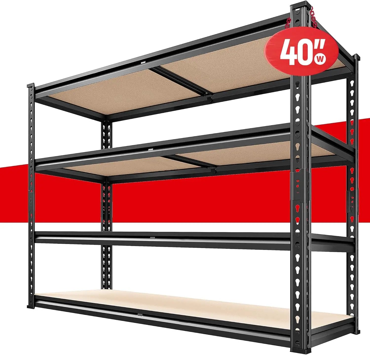 REIBII 40" W Garage Shelving 2000LBS Storage Shelves Adjustable Metal Shelving Heavy Duty 4 Tier Garage Shelves 60" H Metal Shelves for Closet Pantry Kitchen Warehouse 40" W × 20''D × 60''H by GreenHaven Gardens