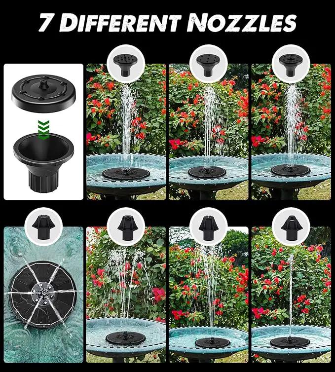 Solar Fountain Glass Panel with 2200 mah Battery, 3.5W Floating Solar Water Fountain with 4 Fixed Rods, Solar Fountain Pump for Bird Bath, Garden, Pond, Pool, Outdoor-Colorful Lights by GreenHaven Gardens