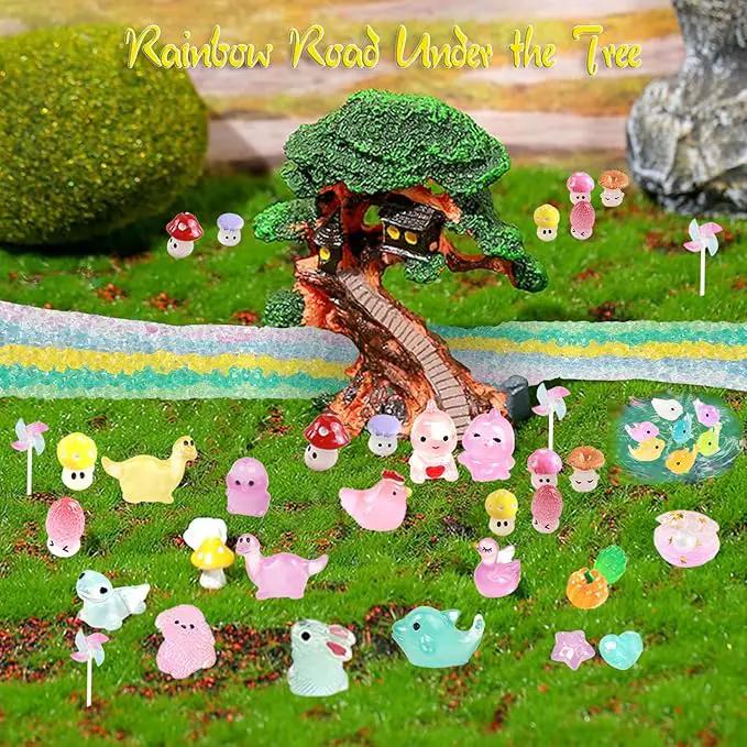 400pcs Luminous Mini Resin Animal in The Dark Tiny Miniature Figures Ornament Duck Frog Mushroom Owl Dog Rabbit Crab Dolphin Shell Fairy Garden Accessories Aquarium Landscape Bonsai Decor by GreenHaven Gardens