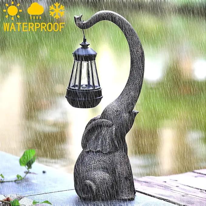 15" Outdoor Sculpture Figurine Statue Elephant Decorations Solar Garden Statues for Patio Home Yard Decor Good Luck Garden Elephant Birthday Gifts for Woman, Mom Family by GreenHaven Gardens