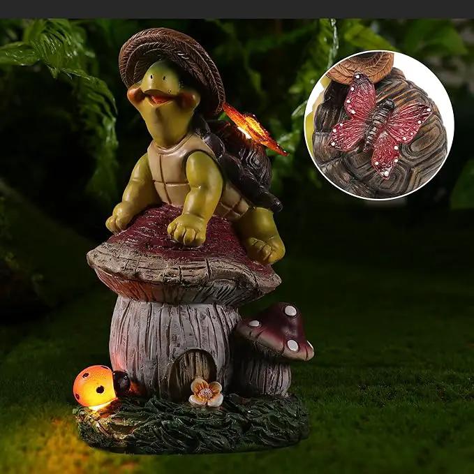Turtle Figurine Garden Decor, Solar Turtle Outdoor Statue, Funny Turtle Gift Sculpture Decoration for Home Patio Yard Lawn Porch Ornament by GreenHaven Gardens