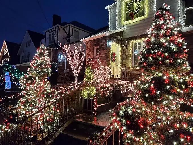 YIQU 2-Pack 66FT C9 Christmas String Lights Outdoor, 100LED Waterproof Green Wire Plug in Led Fairy String Lights for Xmas Tree Indoor Garden Patio Wedding Party Decoration (Red and White) by GreenHaven Gardens