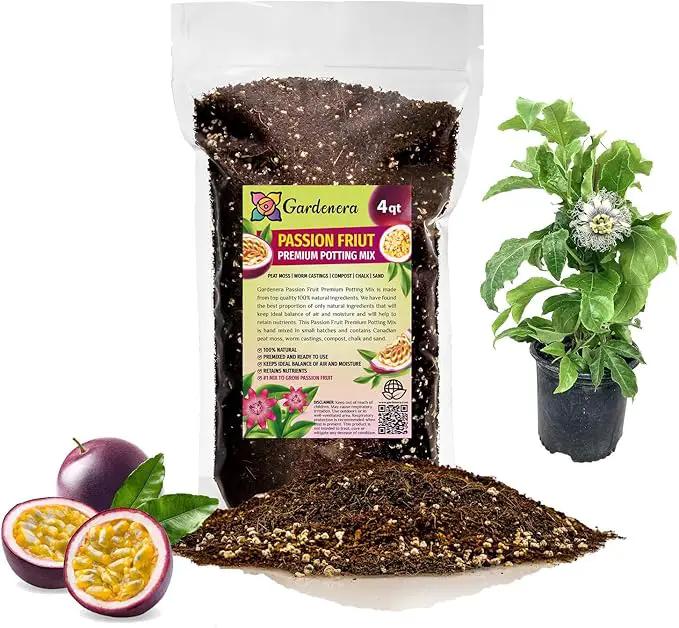Premium Passion Fruit Potting Soil Mix - Perfect Balance of Nutrients, Drainage, and Aeration for Thriving Passion Fruit Vines - 4 Quart by GreenHaven Gardens