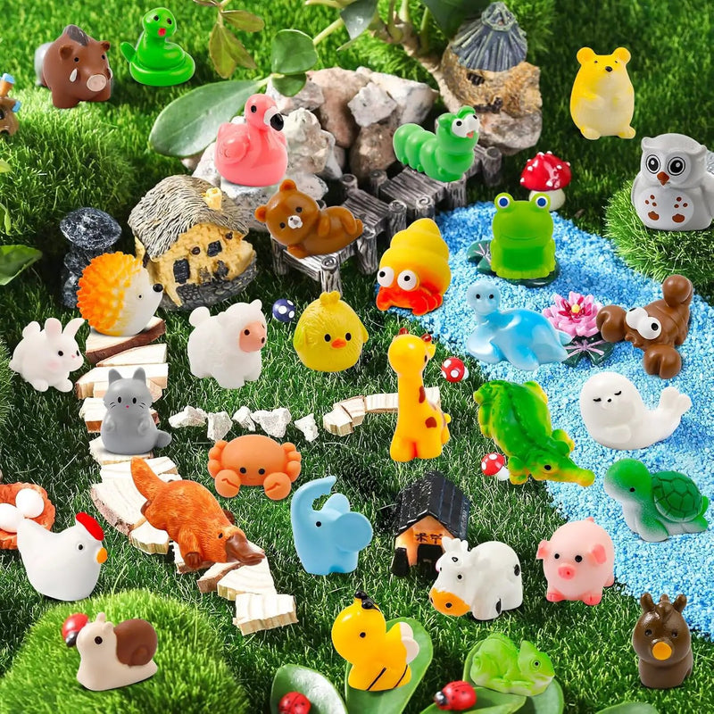 42 Pcs Mini Resin Animals 42 Styles Resin Animals Figurines Bulk for Fairy Garden Miniature Dollhouse Accessories Hide Crafts Decor by GreenHaven Gardens