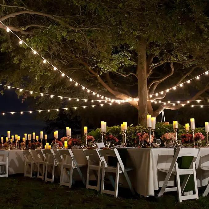 Banord White Outdoor String Lights, Commercial Grade Patio Lights with 30 1W S14 Dimmable Shatterproof LED Bulbs, Heavy Duty Hanging Lights for Outdoor, Waterproof String Lights 96ft (2x48ft) by GreenHaven Gardens
