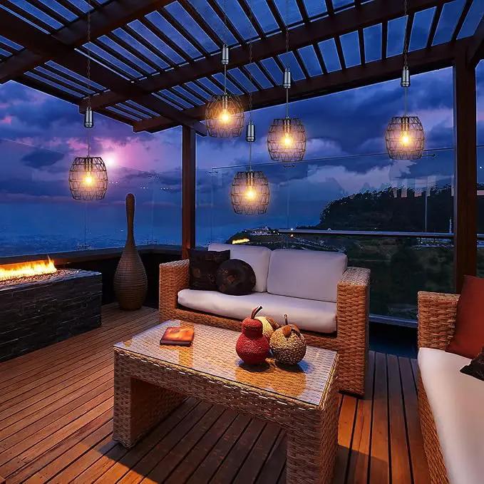 pearlstar Battery Operated Outdoor Hanging Light — Outdoor Indoor Pendant Chandelier Waterproof Porch Gazebo Patio Pendant Lantern Chandelier Lighting by GreenHaven Gardens