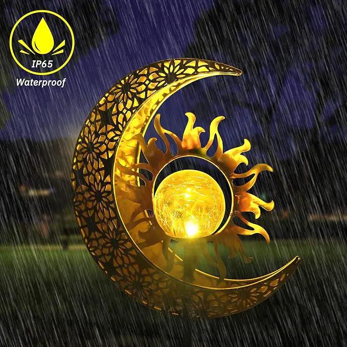 Solar Garden Statues Outdoor Decor, Moon Sun Figurine Light Stake, Housewarming Ornament for Patio, Lawn, Yard, Pathway - Unique Gift Ideas for Gardening Mom Grandma by GreenHaven Gardens