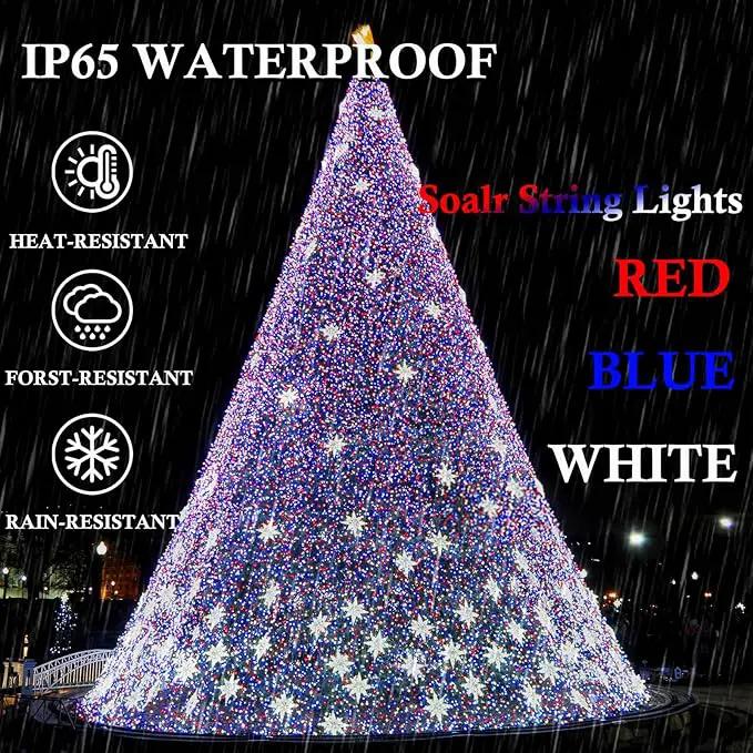 Red White and Blue Solar String Lights Outdoor, 2 Pack 80FT 200 LED Solar Outdoor Twinkle Light for 4th of July Independence Day Decor, Waterproof with 8 Modes, Garden Yard, Patriotic Memorial Decor by GreenHaven Gardens