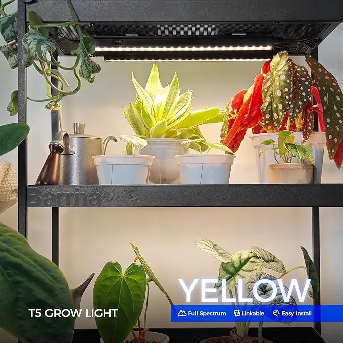 Barrina Grow Lights for Indoor Plants Full Spectrum, 1ft LED Grow Light Fixture, Black Cover LED Plant Grow Light Bulbs for Indoor Plants, Greenhouse, Plug and Play, Linkable Design, Yellow, 8 Packs by GreenHaven Gardens