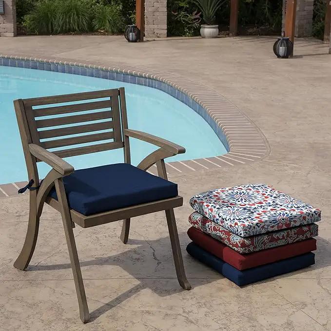 Arden Indoor/Outdoor Seat or Rocking Chair Cushion, 19 x 18, Water Repellent, Rain Proof, Fade Resistant Cushion for Rocking or Dining Chairs Sapphire Blue Leala by GreenHaven Gardens