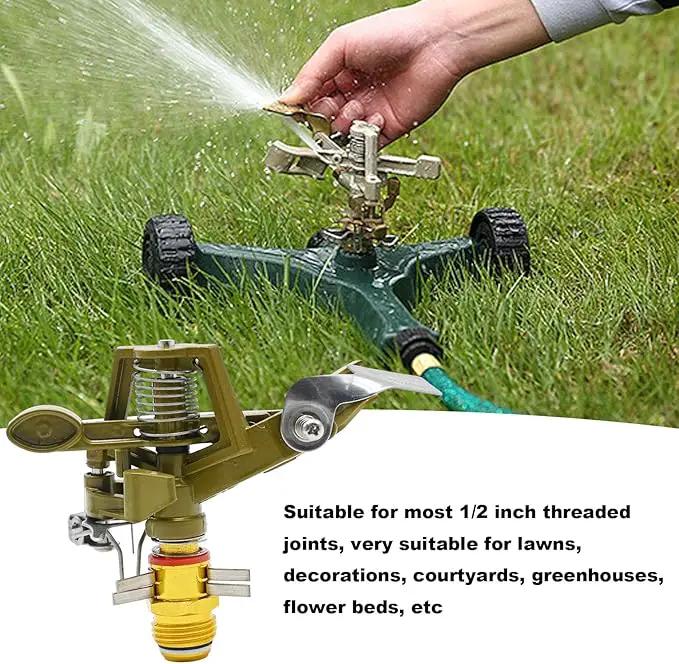 1/2 Inch Brass Impact Sprinkler with Nozzles Adjustable 0-360 Degree Coverage Pattern Heavy Duty Lawn Sprinkler Head for Yard Lawn Grass Patio Garden Irrigation (1Pcs) by GreenHaven Gardens