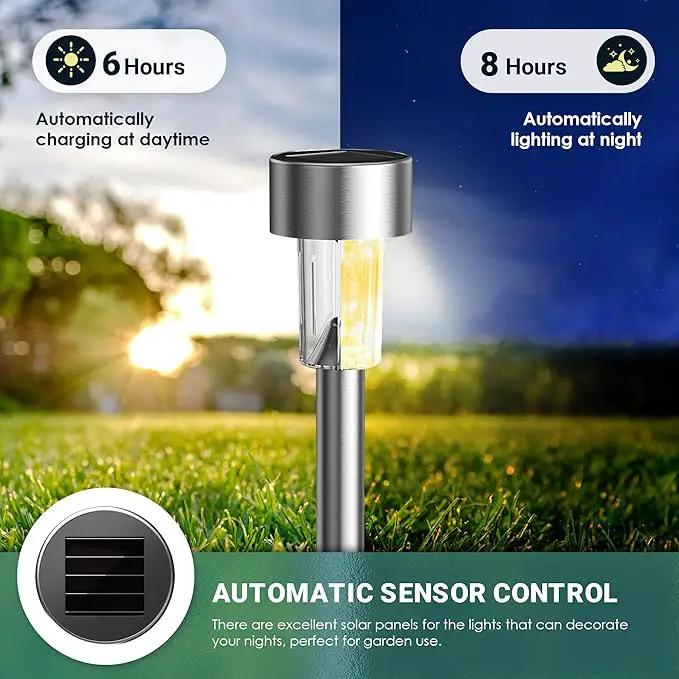 GIGALUMI Solar Lights Outdoor Waterproof, 20 Pack, Stainless Steel LED Solar Garden Lights for Patio, Lawn, Yard and Landscape, Garden Decor Patio Decor,Warm White by GreenHaven Gardens