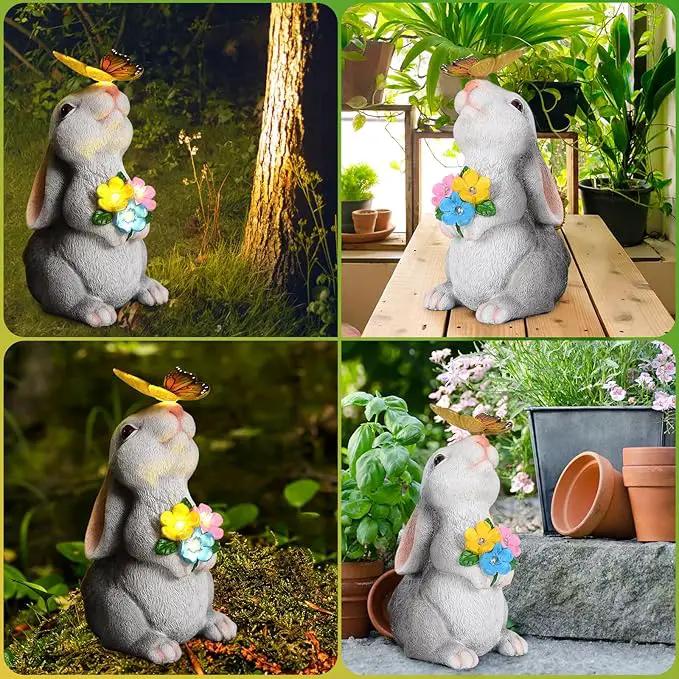 SIX FOXES Solar Garden Rabbit Statues Light - Easter Bunny Decor for Garden, Lawn, Patio, Balcony, Yard Ornament, Gifts for Kids, Women, Mom by GreenHaven Gardens