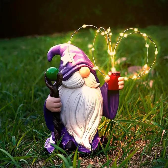 Resin Gnome Statue Outdoor Decor Waterproof Firework Solar LED Lights Gnome Garden Sculpture Decorations for Outside Lawn Patio Yard Ornament Gifts (Gnome) by GreenHaven Gardens