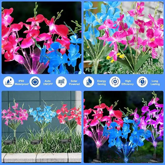 Solar Garden Lights, Solar Lights Outdoor Waterproof with Phalaenopsis Flower, 3 Pack Solar Powered Outdoor Lights,Garden Lights for Outside,Pathway Patio Yard Decor,Gifts for Mothers Day Mom Women by GreenHaven Gardens