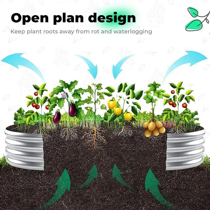 Galvanized Raised Garden Bed Kit, Oval Large Metal Planter Box, Sturdy and Durable, Garden Boxes Outdoor Raised for Vegetables, Fruits, Flowers and Herbs, 8x4x1ft (Silver) by GreenHaven Gardens