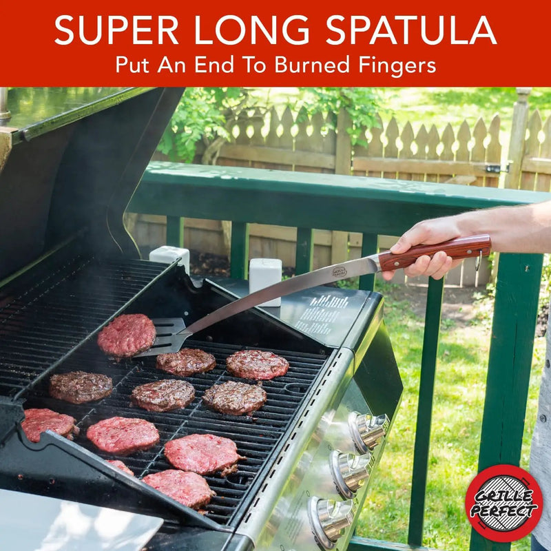 Grill Spatula 24-inch Super Long for Grilling Barbecue Griddle and Fire Pit Extra Strong Curved Neck Premium Hardwood Handle Large Stainless Steel Blade For BBQ Outdoor Kitchen and Grilled Food by GreenHaven Gardens
