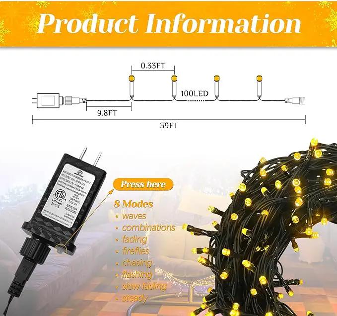 Christmas Lights,200 LED 72FT Outdoor/Indoor Christmas Lights Plug in with 8 Modes & Timer & Memory Function, Waterproof Christmas Lights Outdoor for Holiday Party Christmas Tree Deco by GreenHaven Gardens