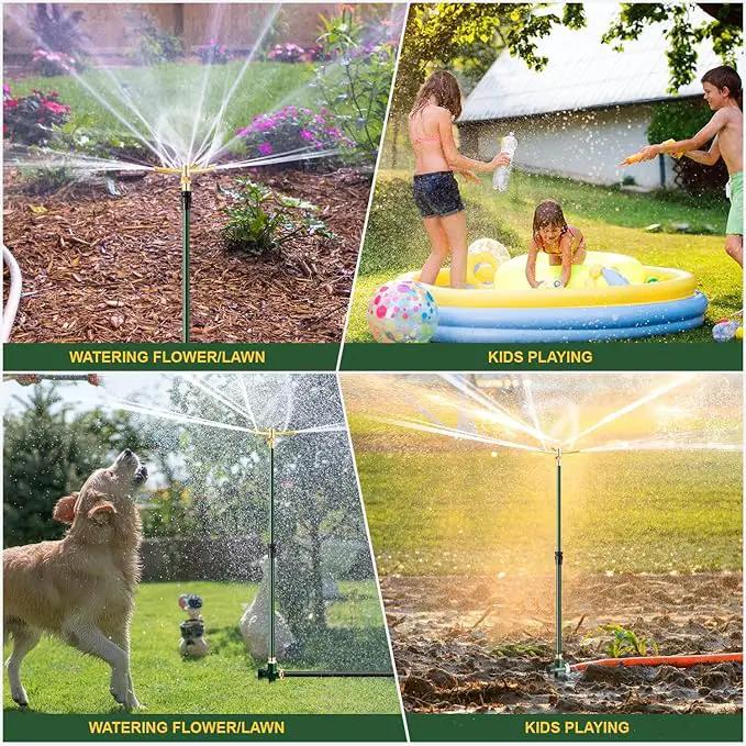 3-Arm Garden Sprinkler,360 Degree Rotating Lawn Sprinklers with Adjustable Tripod Base,Yard Sprinkler for Large Area Coverage,Hose Attachment Water Sprayer for Lawn,Garden,Animal Deterrent by GreenHaven Gardens