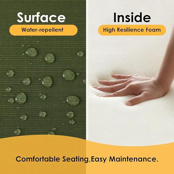 Outdoor Round Corner Seat Cushion, 17"x16"x2", Set of 4, Non Slip Seat Cushion Pads with Removable Cover for Patio Furniture, Garden Yard Lawn, Deep Forest Green by GreenHaven Gardens