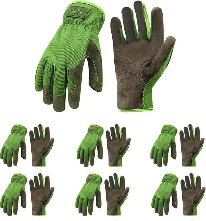 HANDLANDY Leather Work Gloves for Men & Women, Reinforced Durable Garden Gloves, Cowhide Working Glove for Gardening by GreenHaven Gardens