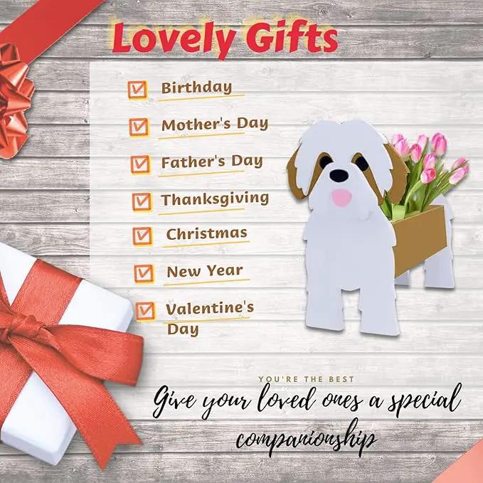 Brown Shih Tzu Dog Planter Plant Pots,Cute Garden Dog Flower Planter,Large Dog Planters Birthday Gifts for Women,Office,Indoor/Outdoor Decor（9.84 * 9.06 * 17in） by GreenHaven Gardens