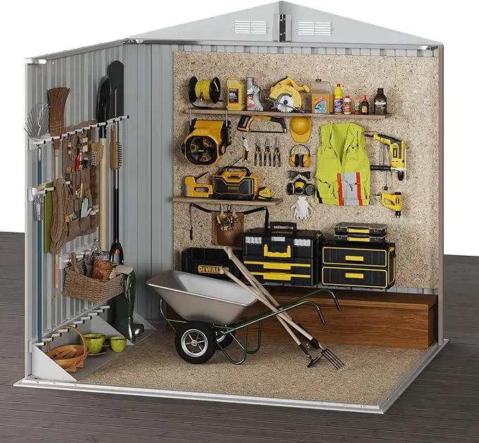 Aoxun 6.2x4 FT Shed Outdoor Storage Shed with Lockable Doors & Slooping Roof Metal Garden Tool Shed for Backyard, Patio, Poolside (Brown) by GreenHaven Gardens
