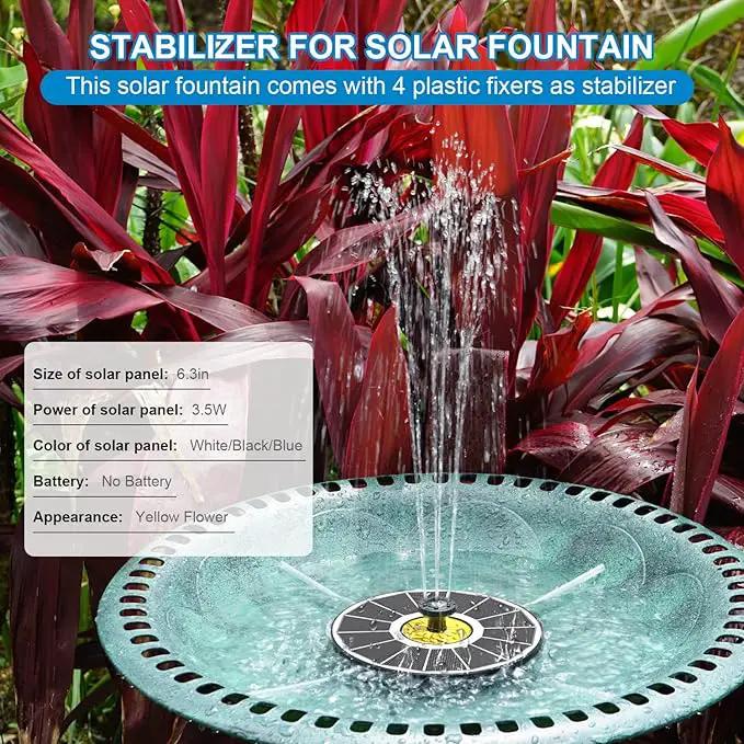 Solar Fountain for Bird Bath, 3.5W Upgraded Solar Bird Bath Fountains with 4 Fixed Pipes 7 Nozzles No Battery, Solar Fountain Pump for Bird Bath Outdoor(White) by GreenHaven Gardens