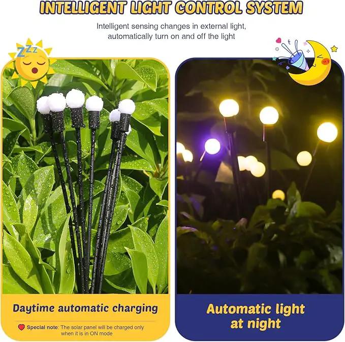 Solar Firefly Lights 4 Pack 32 LED Lights 2 Lighting Modes for Garden, Patio and Yard Solar-Powered LED Lights (Warm White) by GreenHaven Gardens