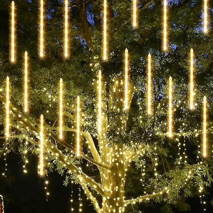 TW SHINE Christmas Meteor Shower Lights Outdoor, 288 LED 12" 8 Tubes Waterproof Christmas Lights Outdoor Plug in, Snow Falling Rain Icicle Xmas Lights Decorations, Warm White by GreenHaven Gardens