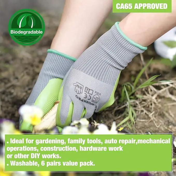 WORKPRO 6 Pairs Garden Gloves, Work Glove with Eco Latex Palm Coated, Gardening Glove, Working Gloves for Weeding, Digging, Raking, and Pruning (Large) by GreenHaven Gardens