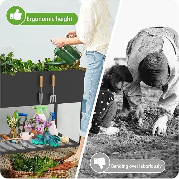 51 × 26 × 32 Inches Raised Garden Bed with Legs/Storage Shelf, Mobile Planter Box for Outdoor Plants, Elevated Garden Bed for Backyard, Balcony, Black by GreenHaven Gardens