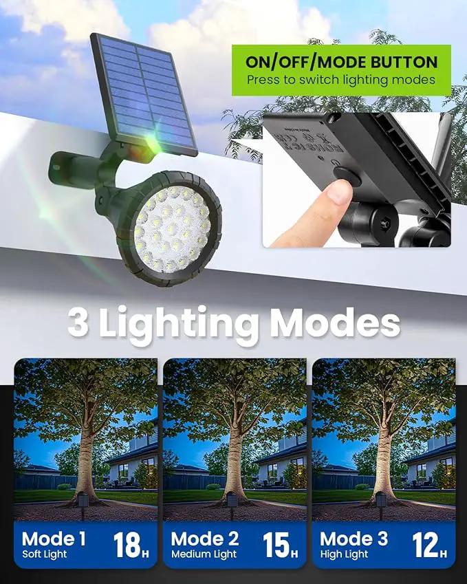 Solar Spot Lights Outdoor Waterproof IP65, Flag Pole Light Solar Powered Spot Lights, Landscape Lighting Spotlights for Tree, House, Yard, Backyard, Garden Decorations-2 Pack by GreenHaven Gardens