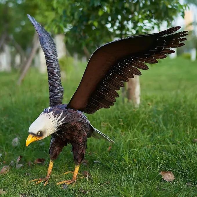 chisheen Bald Eagle Statue Outdoor Garden Sculpture Metal Yard Art Lawn Decorations,Large Eagle Figurines and Statues by GreenHaven Gardens