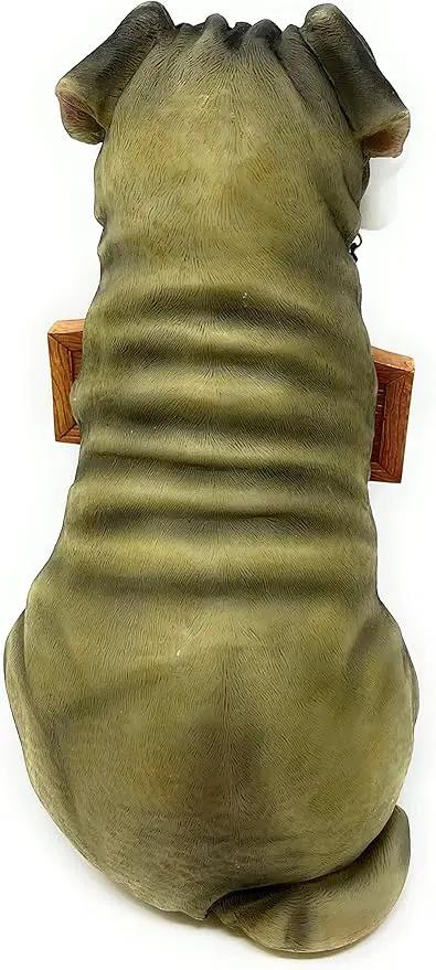 Nature's Mark Pug Dog Puppy Statue with Reversible Welcome Sign and Go Away Sign Resin Garden Decor 12" H by GreenHaven Gardens