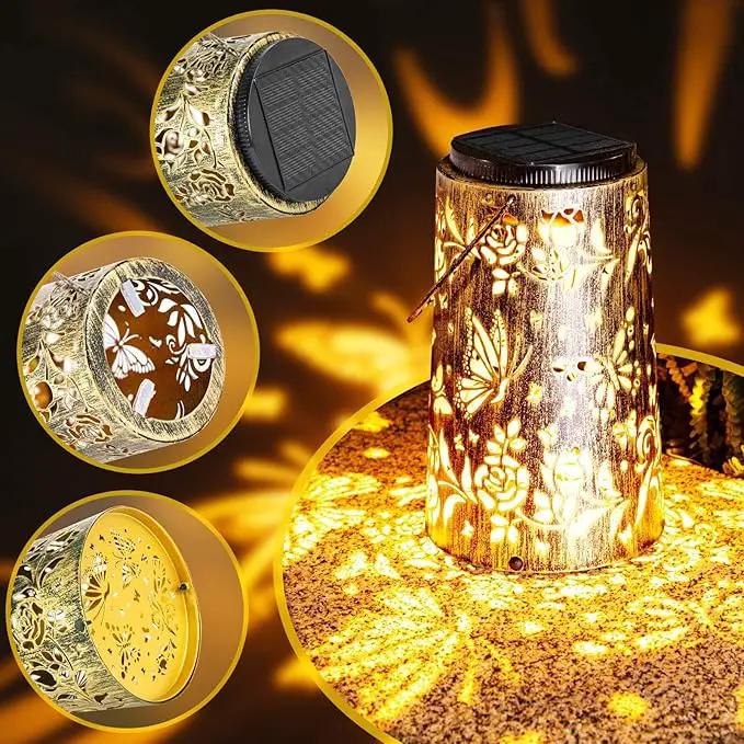 Outdoor Solar Lanterns Large Butterfly Pattern Lantern Hanging Light House Yard Patio Backyard Porch PathwayDecor Gifts for Women Grandma Mom Friends 2pcs by GreenHaven Gardens