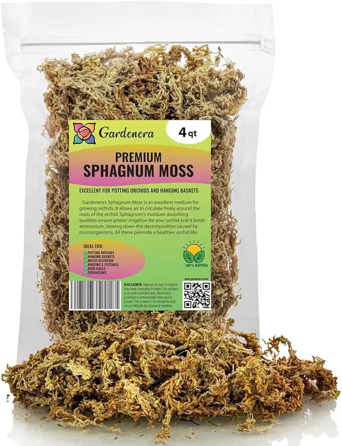 Premium New Zealand Sphagnum Moss by Gardenera - Organic Hand Mixed Long Fibered Sphagnum Moss Orchid - 4 Quart by GreenHaven Gardens