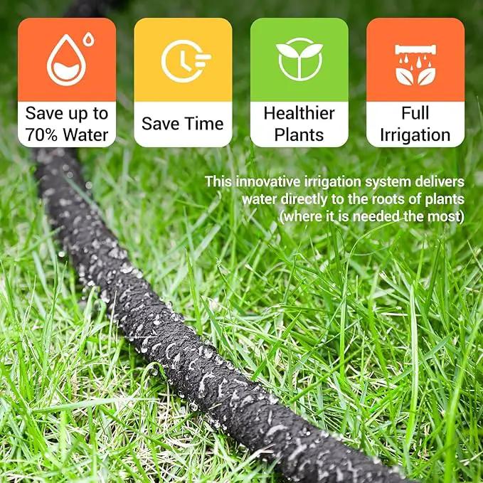MAMIZO Soaker Hose Kit 150 ft 1/2", Solid Brass Connectors Rubber Longer Lasting, Heavy Duty Drip Hose to Save 70% Water, Soaker Hose for Garden, Lawn and Yard by GreenHaven Gardens
