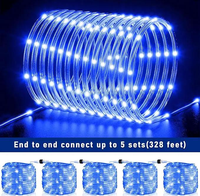66FT 200 LED Rope Lights for Outside, Christmas String Lights with Waterproof 8 Modes, Flexible and Connectable Plug in Fairy Lights for Outdoor Indoor Bedroom Patio Party Wedding Decorations, Blue by GreenHaven Gardens