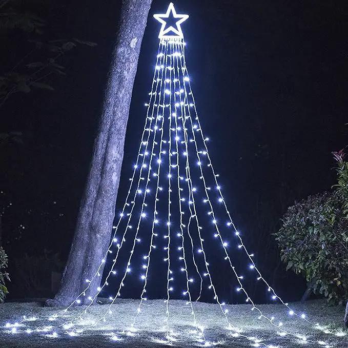 Christmas Decoration Lights, Outdoor Christmas String Lights 320 LED 11.5 Ft Waterfall Tree Lights with Big Star Topper 8 Light Modes for Christmas New Year Holiday Garden Yard Indoor Outdoor Decor by GreenHaven Gardens