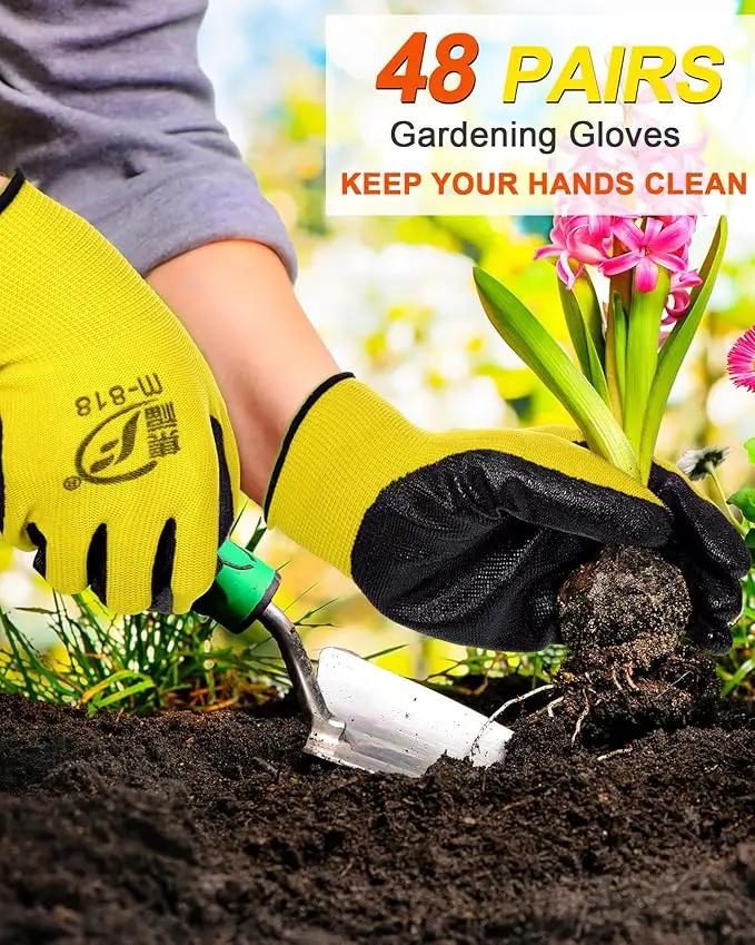 Nuogo 48 Pairs Gardening Gloves for Men Women Rubber Coated Safety Work Gloves Bulk for Gardening Construction Work by GreenHaven Gardens
