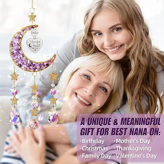 Best Grandma Nana Gifts, for Grandma from Granddaughter Grandchildren Grandkids, Unique Grandma Birthday Gifts for Nana Gigi Grandmother New Grandma Gifts Moon Crystal Suncatcher by GreenHaven Gardens