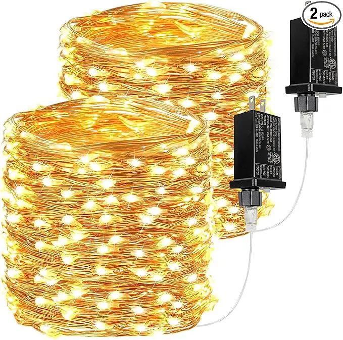 2Pack Each 66Ft 200 LED Fairy Lights Plug in, Waterproof String Lights Outdoor & Indoor, LED String Lights 8 Modes with Timer, Twinkle Light for Girl's Room Garden Christmas Decorations (Warm White) by GreenHaven Gardens