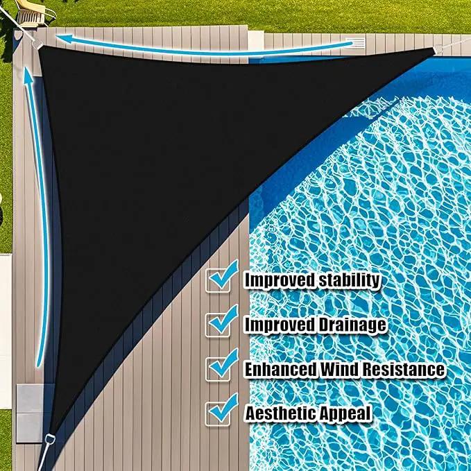 Amagenix Sun Shade Sail 18'X18'X25.5' Curved Edge Outdoor Shade Canopy Black Breathable 95% UV Block Shade Cloth for Patio Garden Backyard (We Make Custom Size) by GreenHaven Gardens