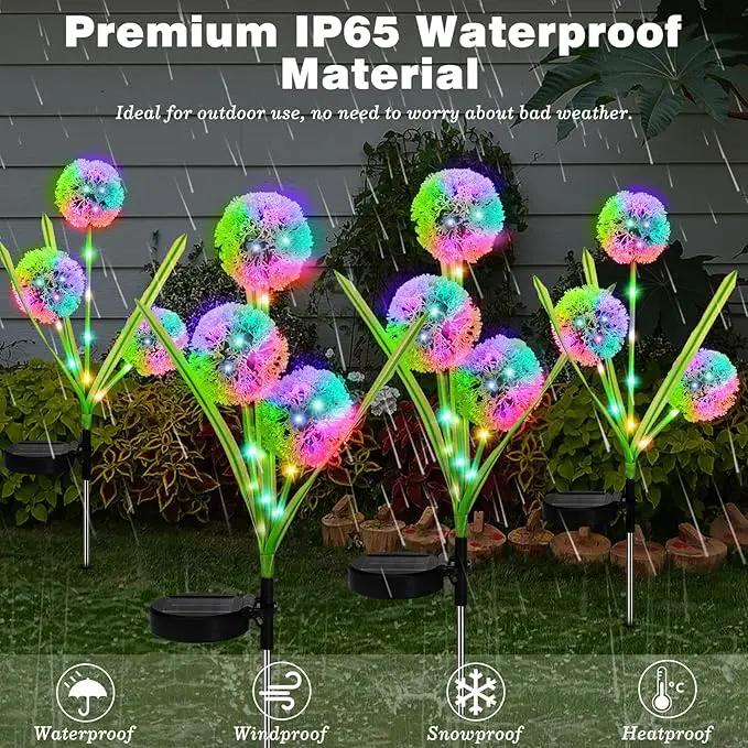 4 Pack Solar Garden Lights, Solar Flowers Lights with 4 Blooming Dandelion Flowers, Waterproof Solar Lights Outdoor for Yard Porch Patio Backyard Pathway Gardening Gifts, 2 Lighting Modes by GreenHaven Gardens