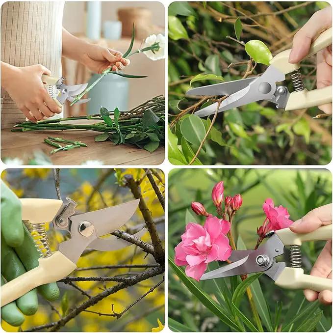 Premium garden shears, meperez pruning scissors gardening tools, pruners for flower, bushes, rose and fruit tree, use for florist, yard and orchard the plant clippers, sharp white steel anvil snips, 2 by GreenHaven Gardens